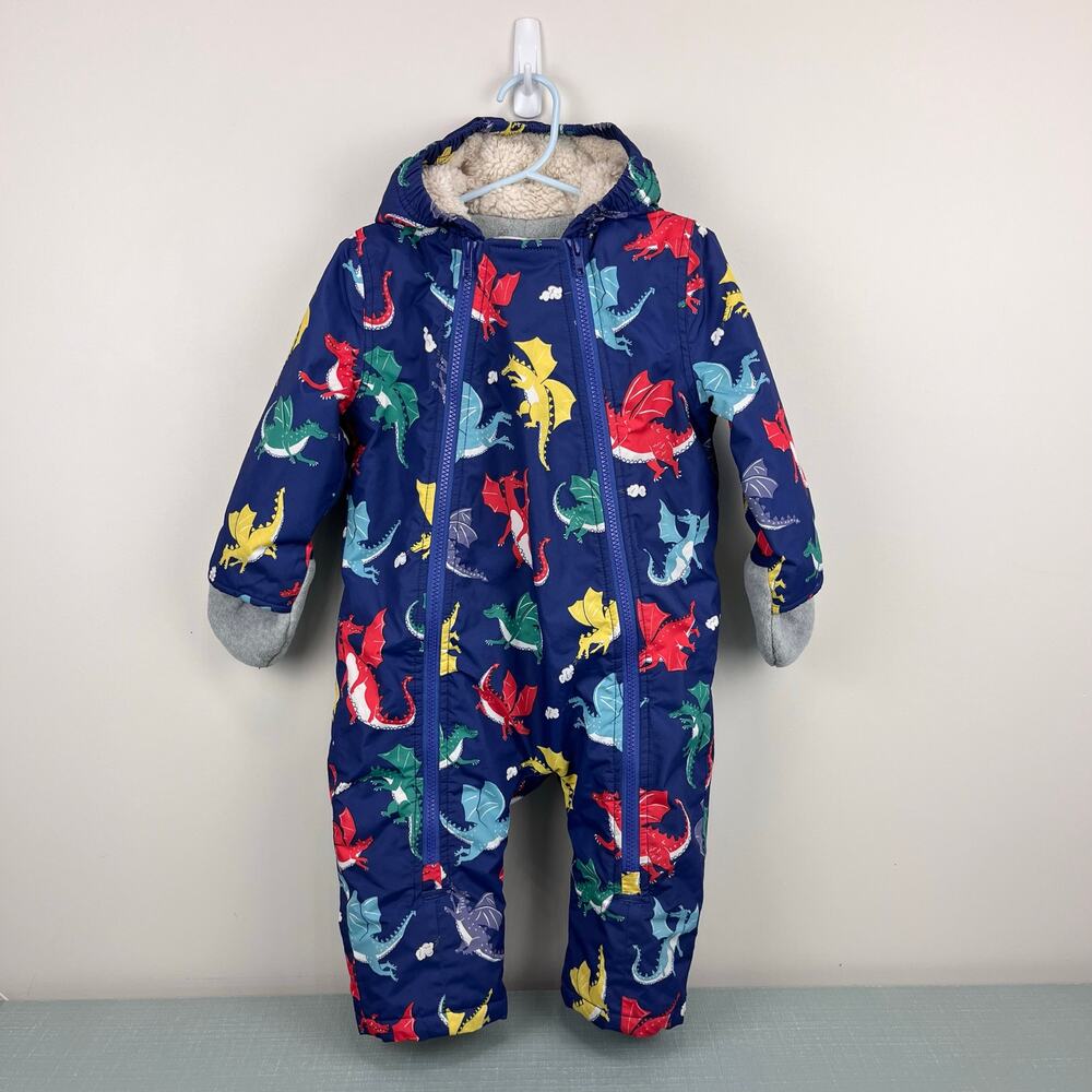 Mini Boden Snowsuit Starboard Blue Dragons Waterproof 12-18 Months